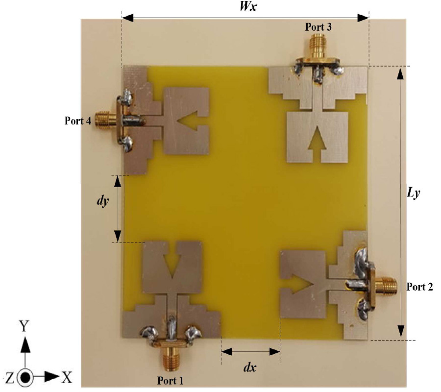 FOUR-PORT RECTANGULAR MONOPOLE ANTENNA FOR UWB-MIMO APPLICATIONS