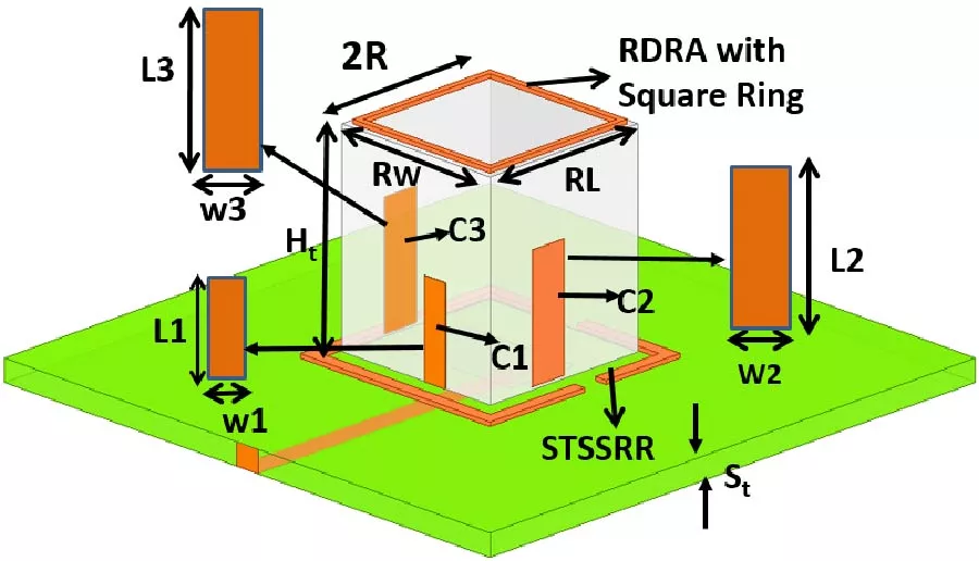 Design and Analysis of a Tri-Split-Ring Resonator Integrated Rectangular DRA with E-Shaped Feed for Enhanced C-Band Performance