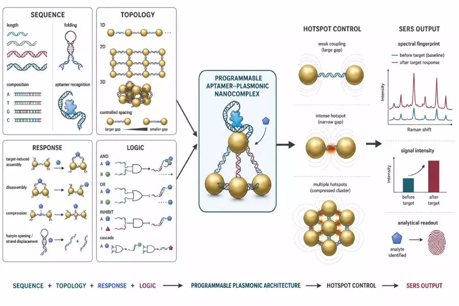 Programmable DNA Aptamer-Plasmonic Nanocomplexes for Biomedical SERS: Design Rules, Signal Transduction Architectures, and Translational Roadmap